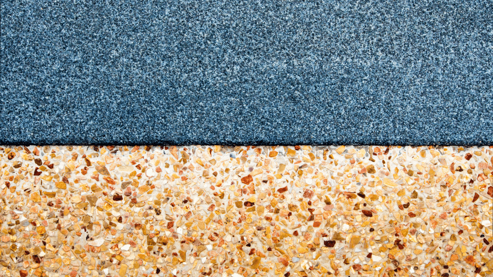Two Types of Exposed Aggregate Driveway Side by Side